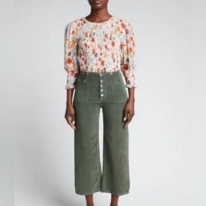 Veronica Beard Crosbie Corduroy Cropped Wide Leg Pant